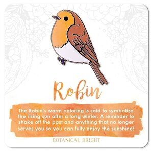Robin Bird‎ Enamel Pin - Gold Plated Nature & Wildlife Jewelry - Garden Brooch